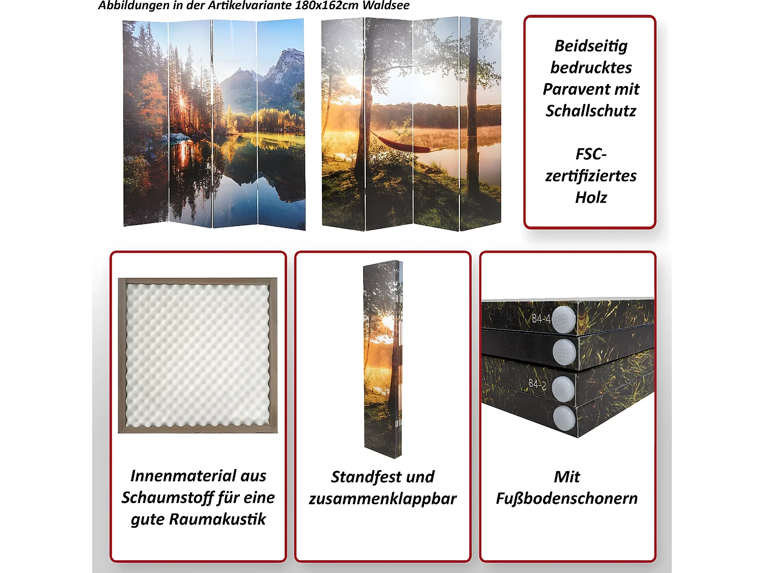 Fotoscherm met geluidsisolatie MCW-L55,  180x122cm Waldsee