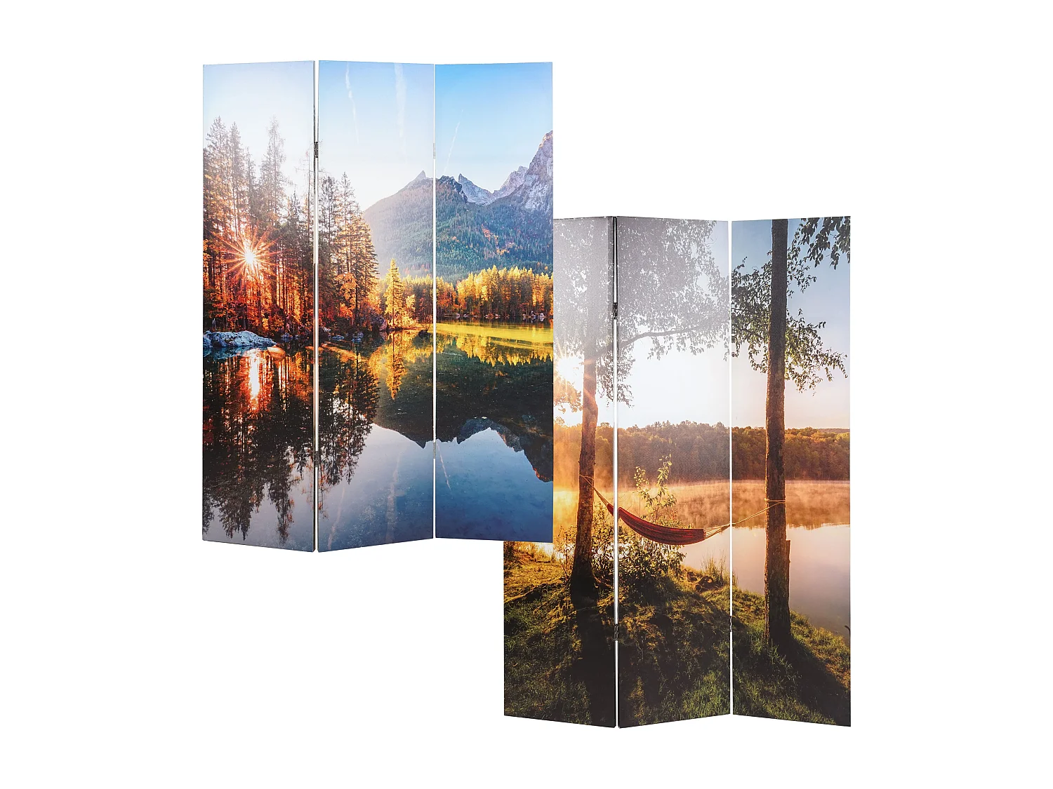 Foto-Paravent mit Schallschutz MCW-L55, 180x122cm Waldsee