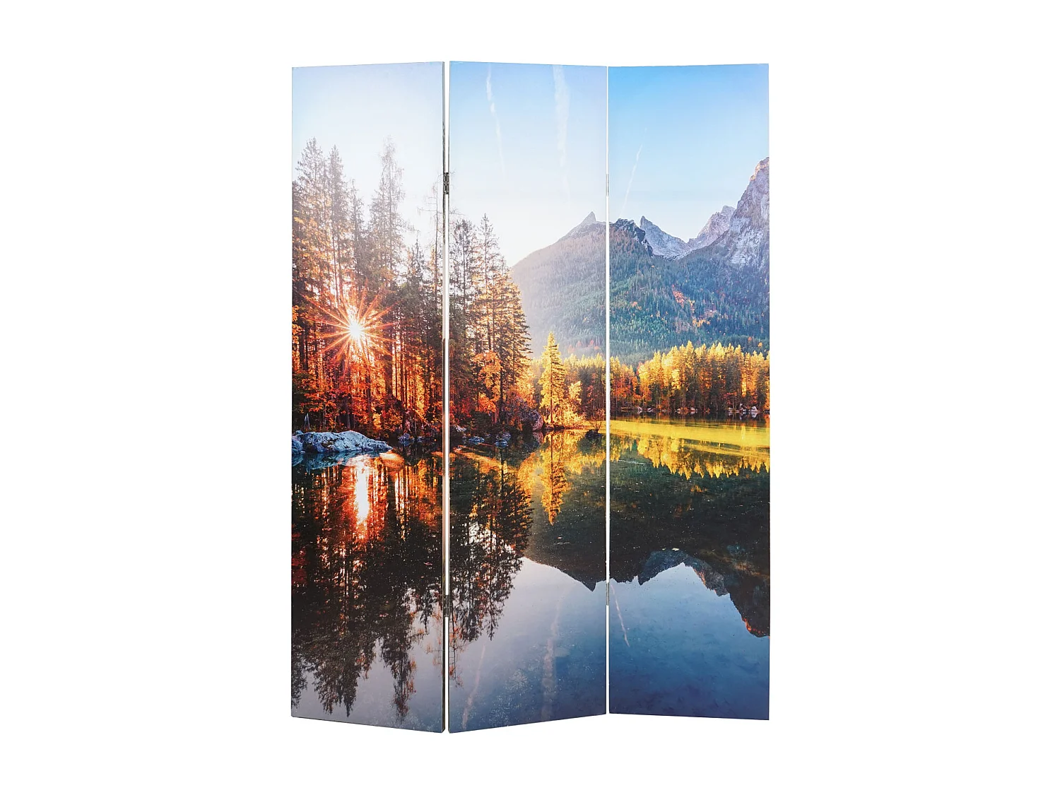 Foto-Paravent mit Schallschutz MCW-L55, 180x122cm Waldsee