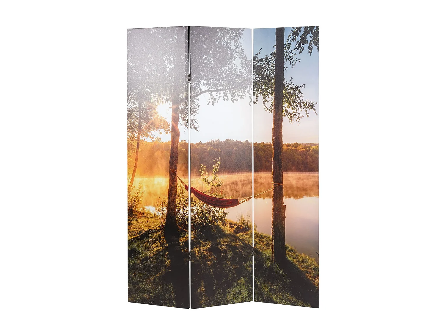 Foto-Paravent mit Schallschutz MCW-L55, 180x122cm Waldsee