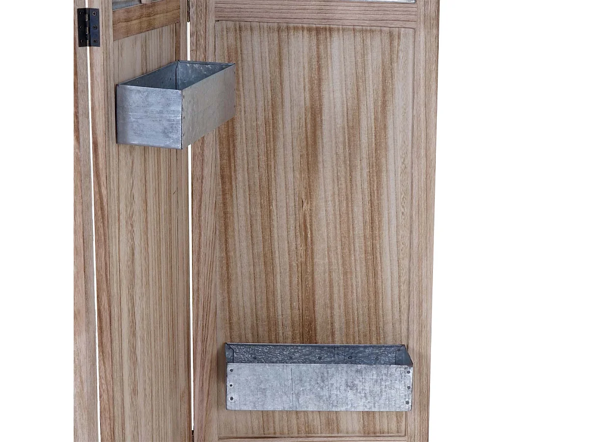 Paravent MCW-D26 Pflanzkörbe, Raumteiler Trennwand spanische Wand Sichtschutz, Holz Metall 170x161x29cm
