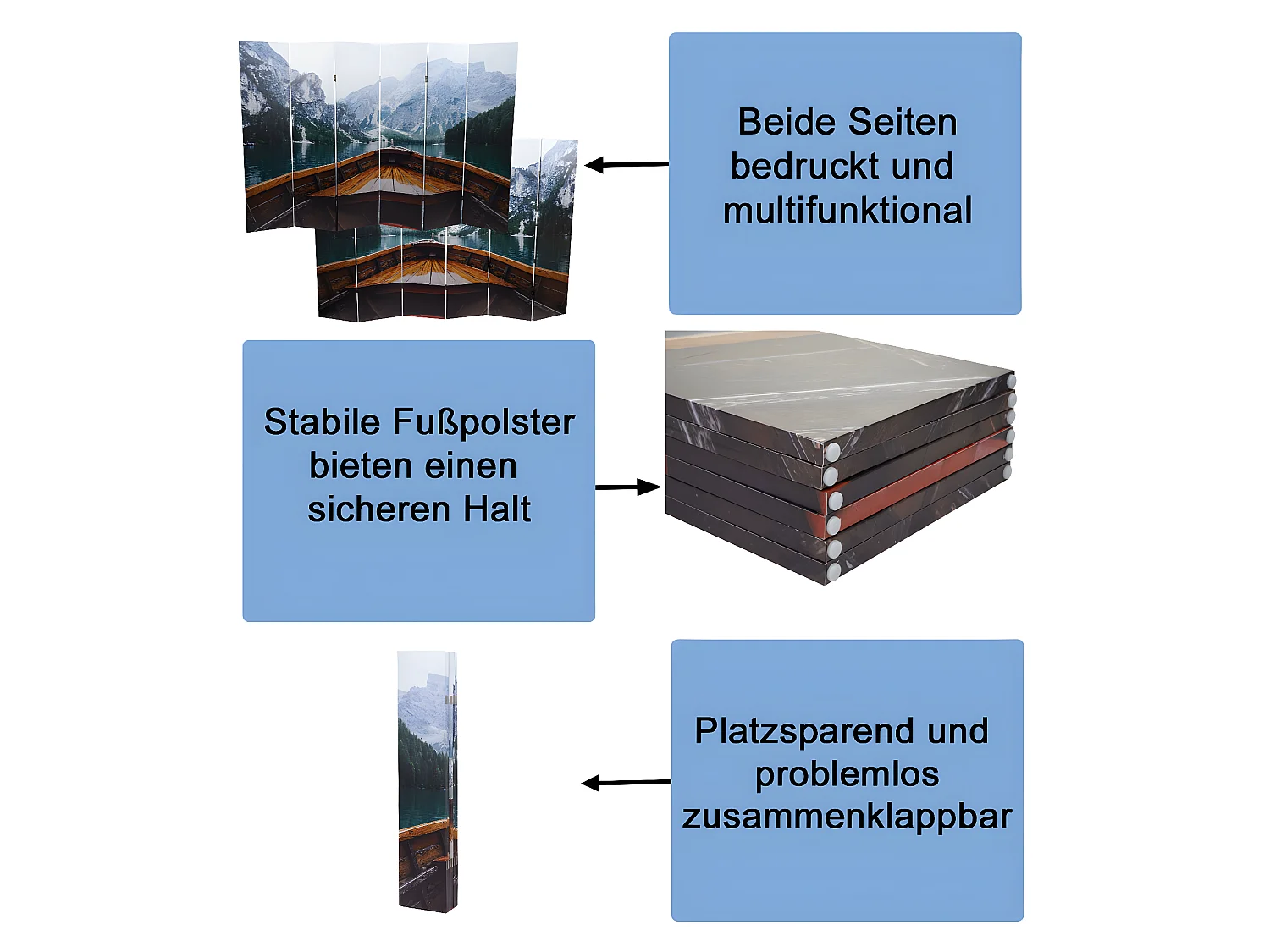 Paravent photo MCW-A83,  180x244cm bateau