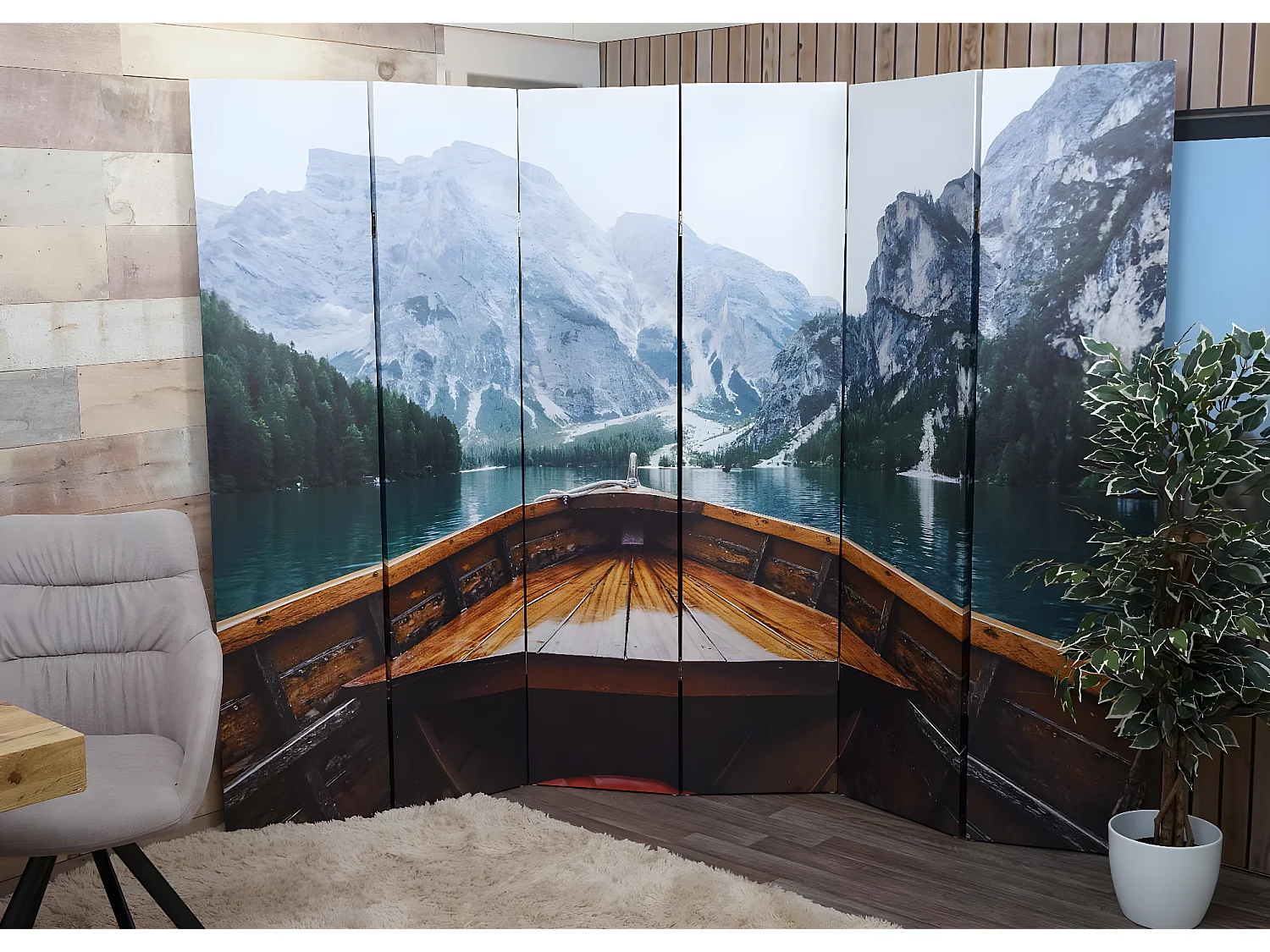 Paravent photo MCW-A83,  180x244cm bateau