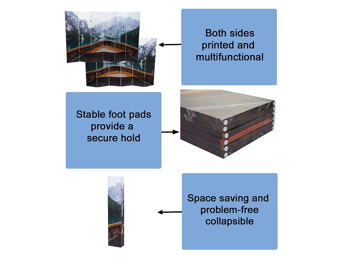 Paravent photo MCW-A83,  180x244cm bateau