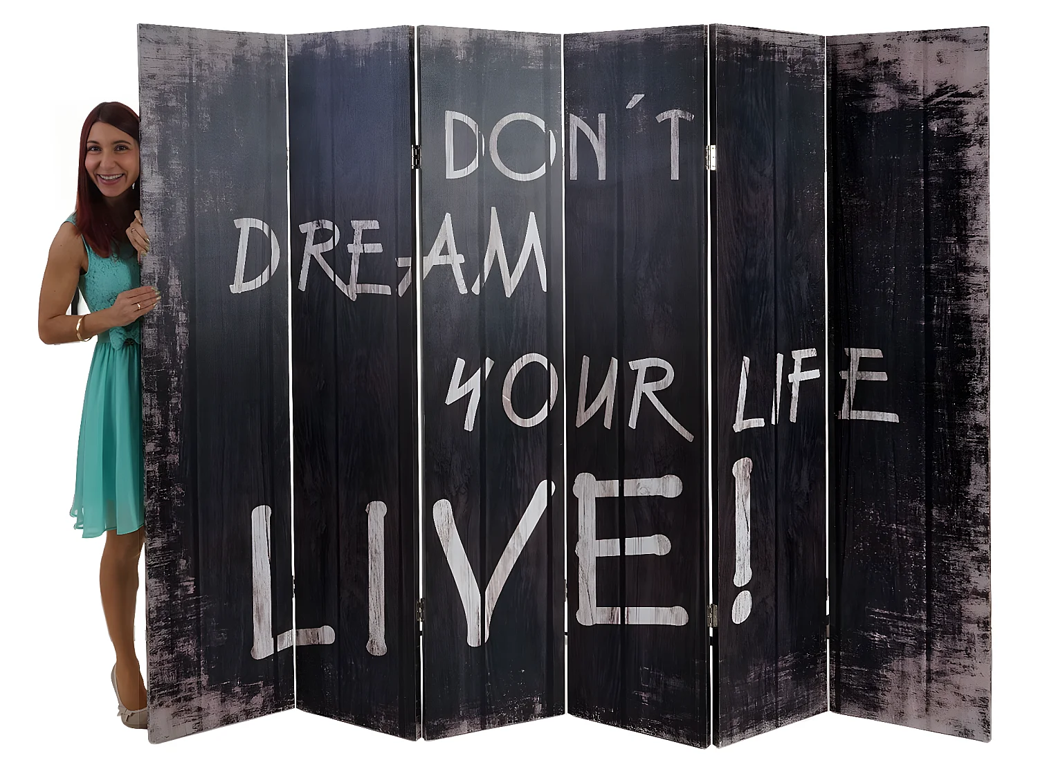 Foto-Paravent Retro, 180x240cm, Spruch