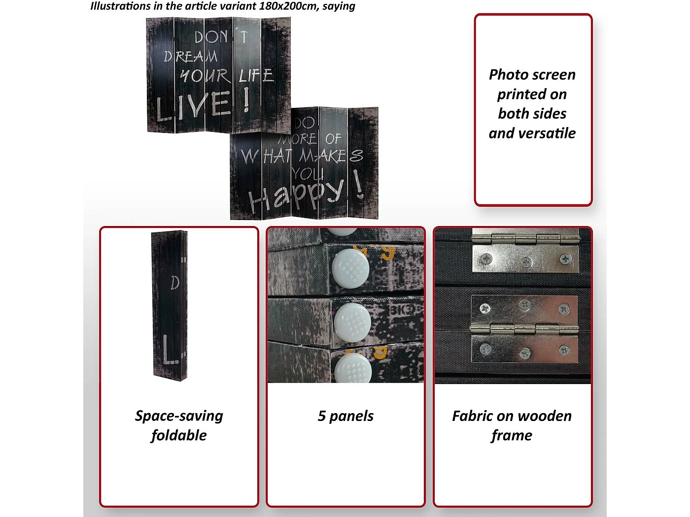 Foto-Paravent Retro, 180x240cm, Spruch