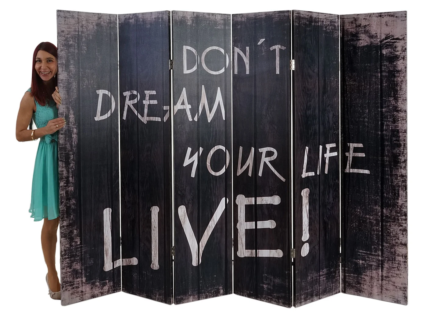 Foto-Paravent Retro, 180x240cm, Spruch