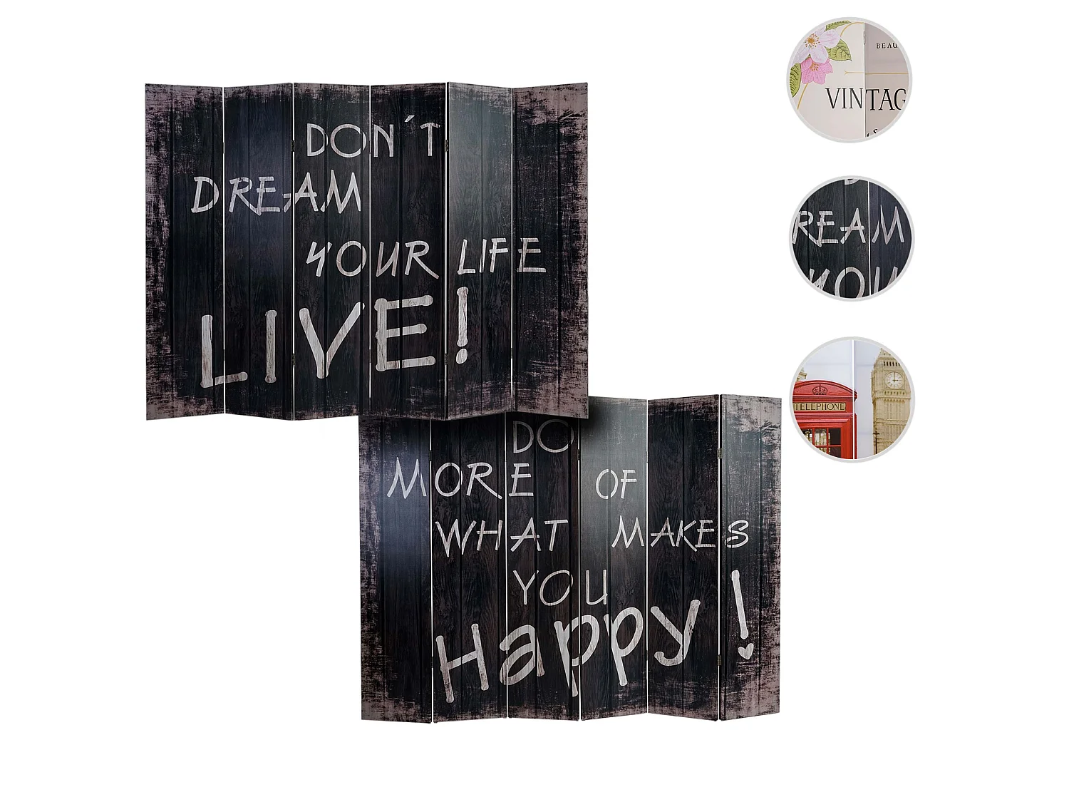 Foto-Paravent Retro, 180x240cm, Spruch