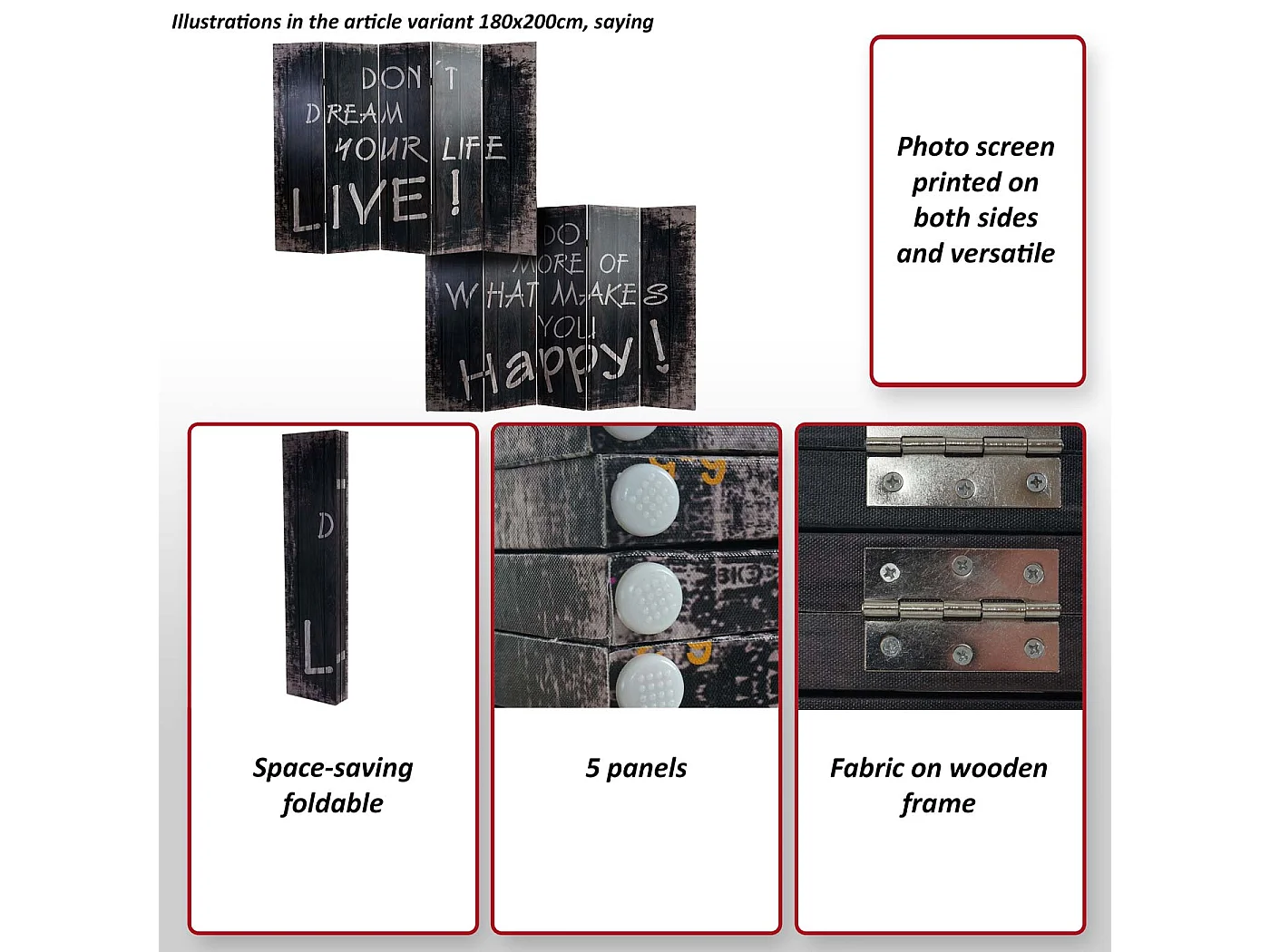 Foto-Paravent Retro, 180x240cm, Spruch