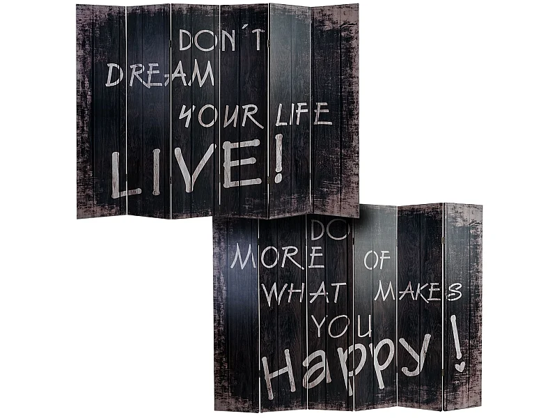Paravento divisore doppia immagine separè decorativo 6 pannelli M68 180x240cm scritte