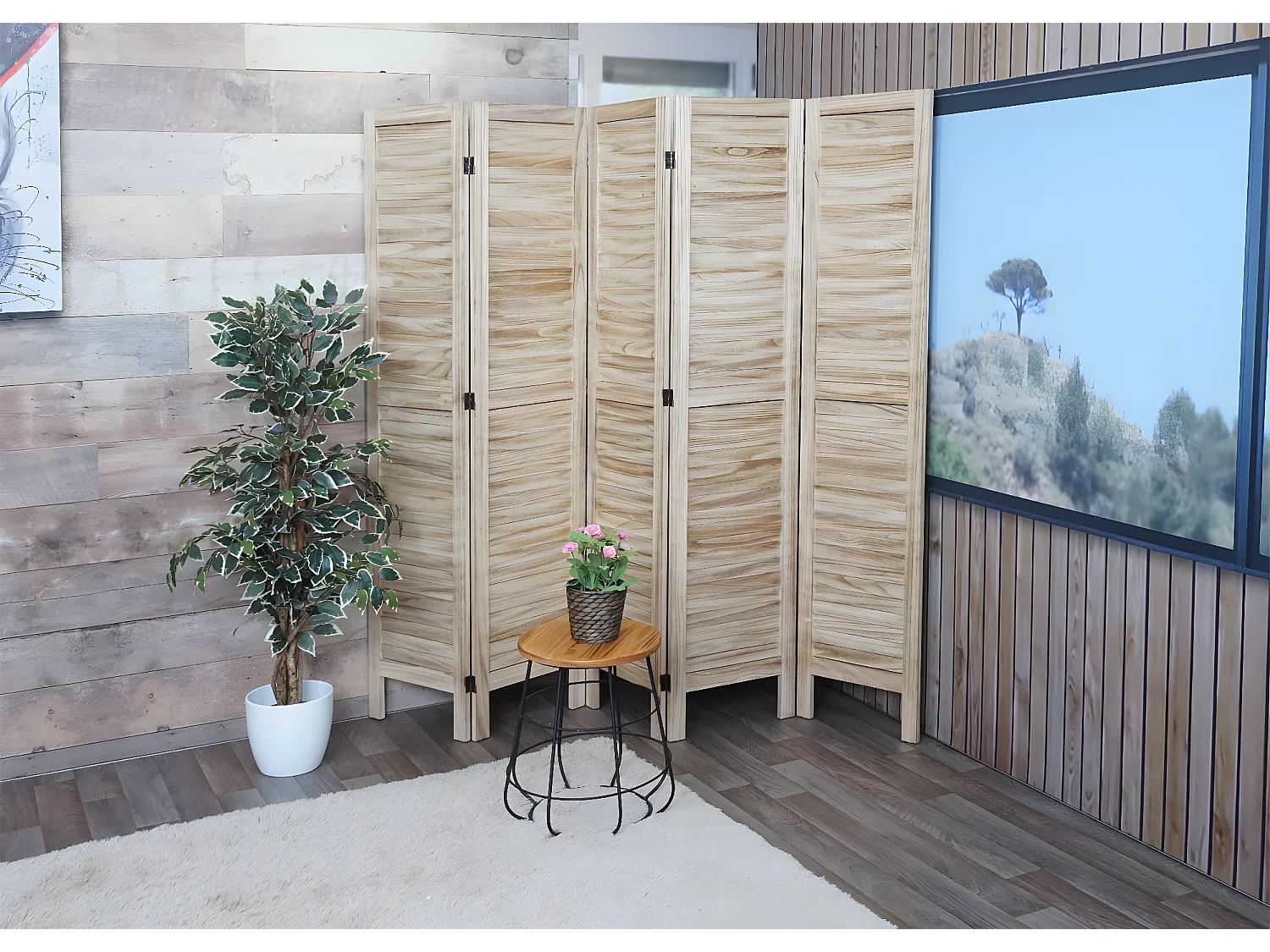 Paravent MCW-G30, Hellbraun