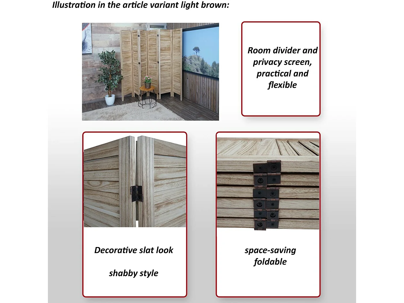 Paravent MCW-G30,  antraciet