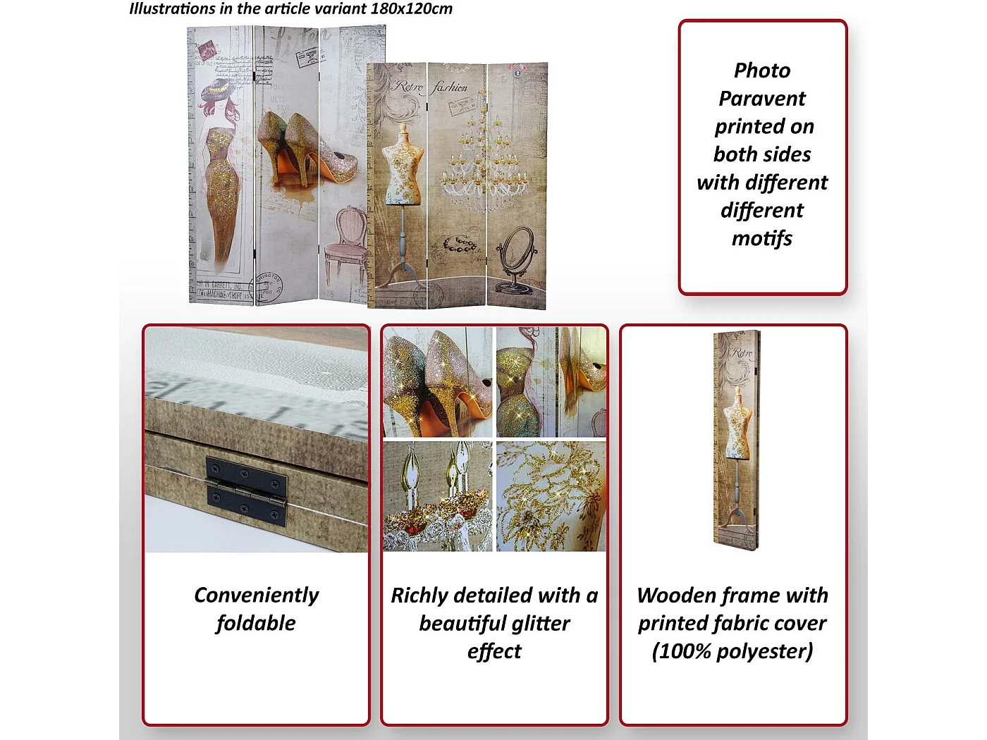 Pantalla de fotos retro,  180x120cm