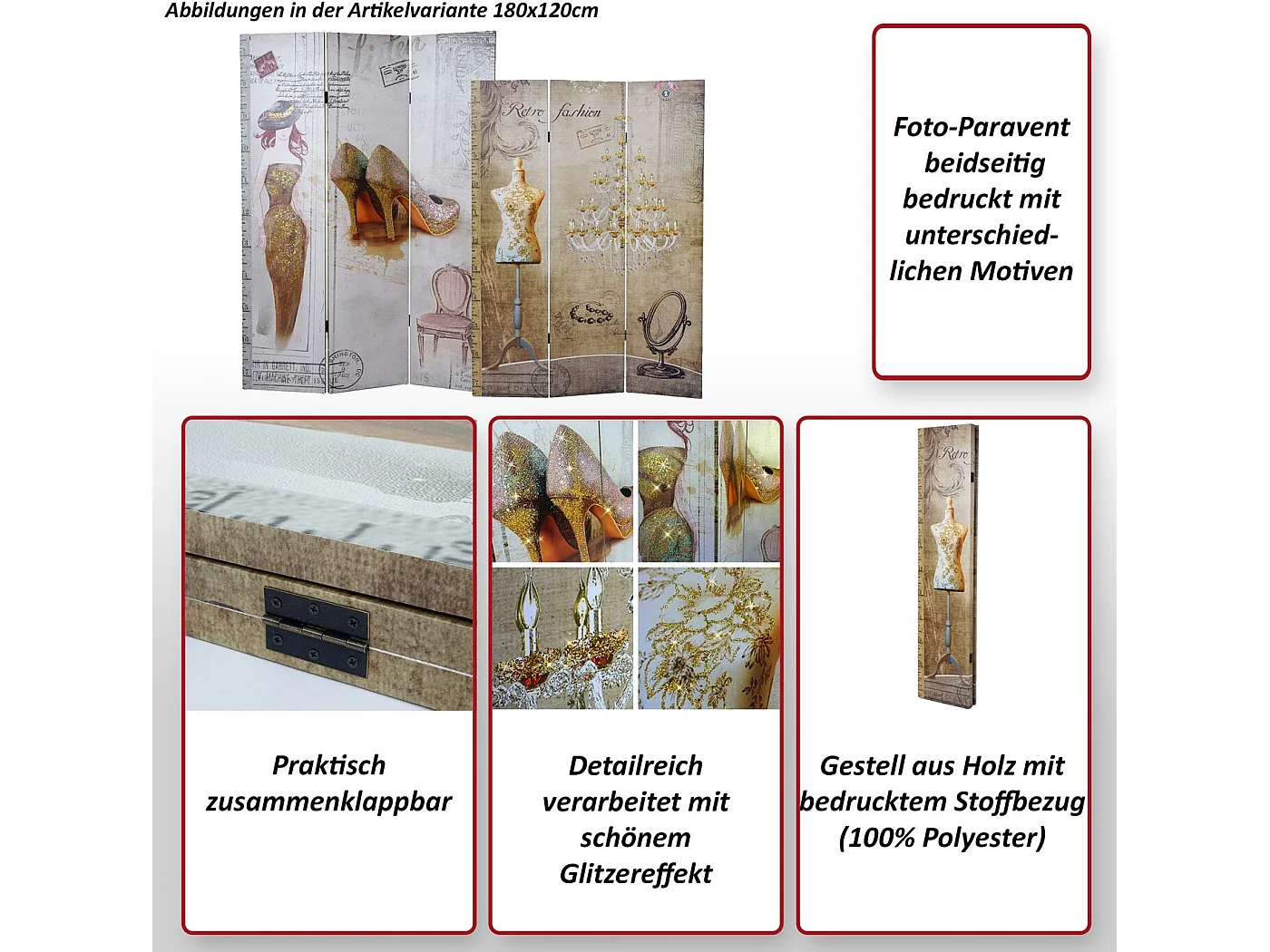 Paravent photo Retro,  180x120cm