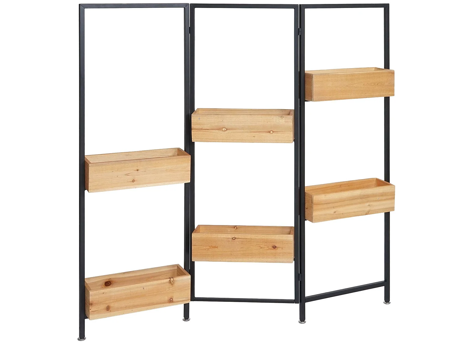 Ruimteverdeler met plantenbak MCW-L32,  frame zwart, natuurlijke kleur