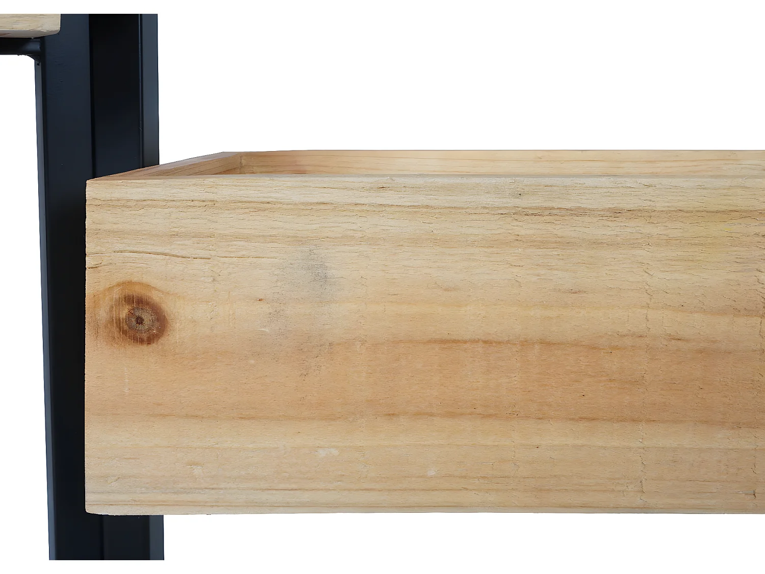 Ruimteverdeler met plantenbak MCW-L32,  frame zwart, natuurlijke kleur