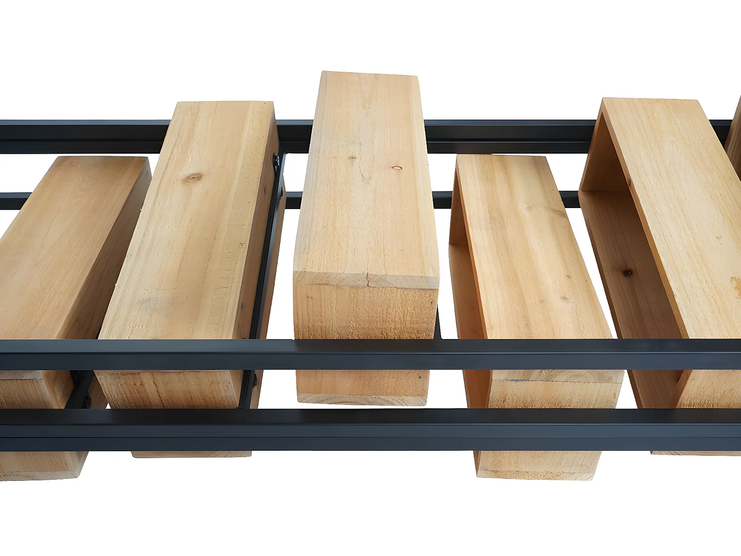 Ruimteverdeler met plantenbak MCW-L32,  frame zwart, natuurlijke kleur