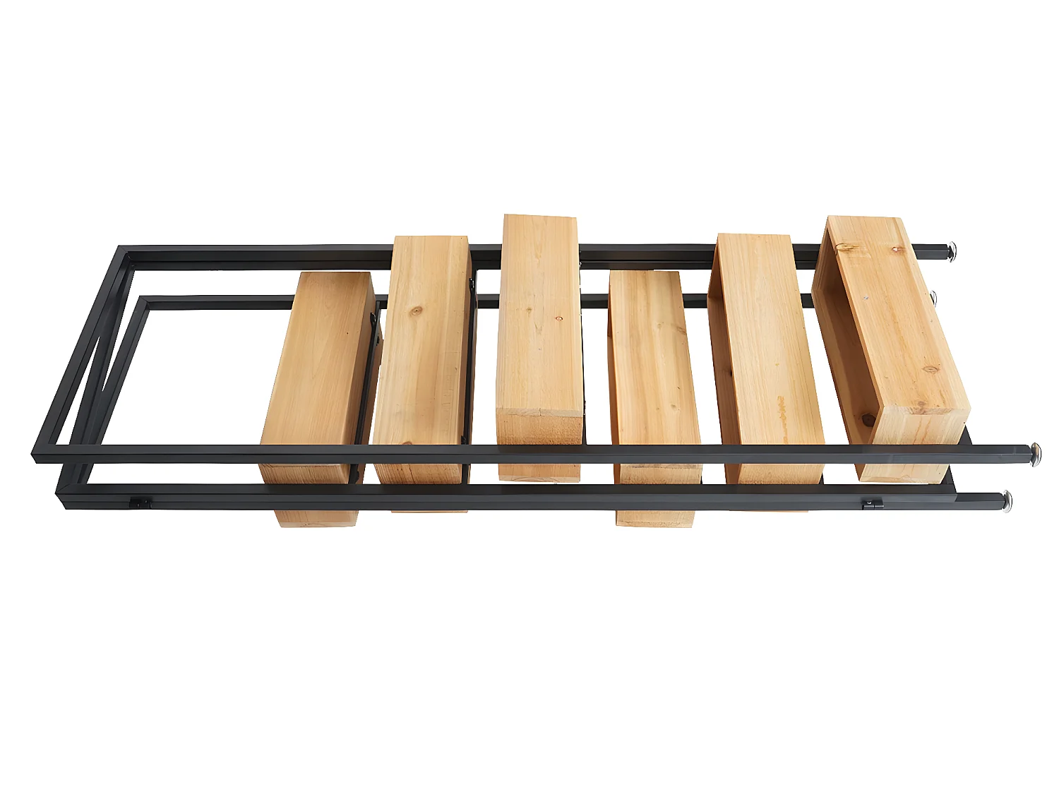 Ruimteverdeler met plantenbak MCW-L32,  frame zwart, natuurlijke kleur