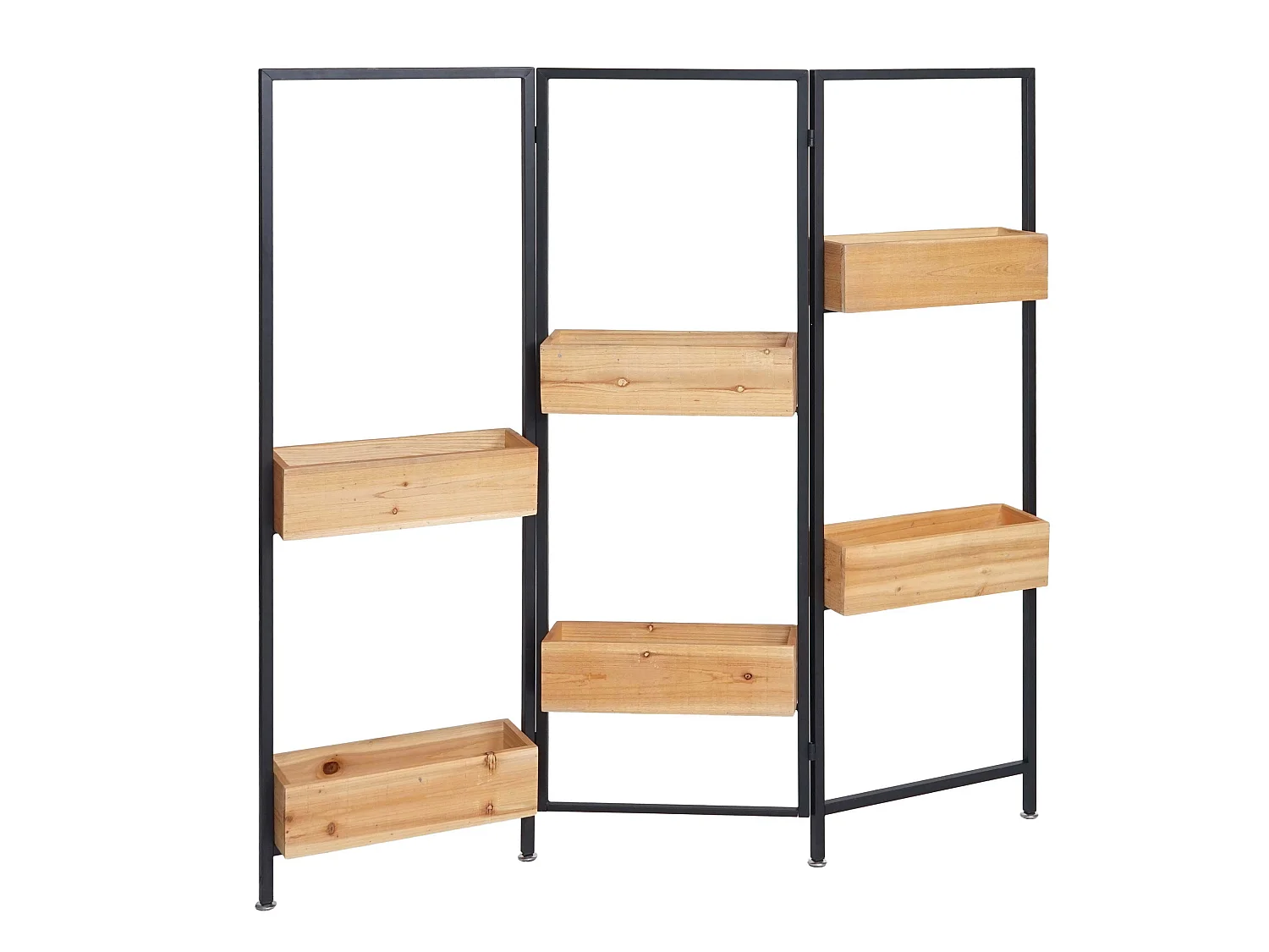 Ruimteverdeler met plantenbak MCW-L32,  frame zwart, natuurlijke kleur