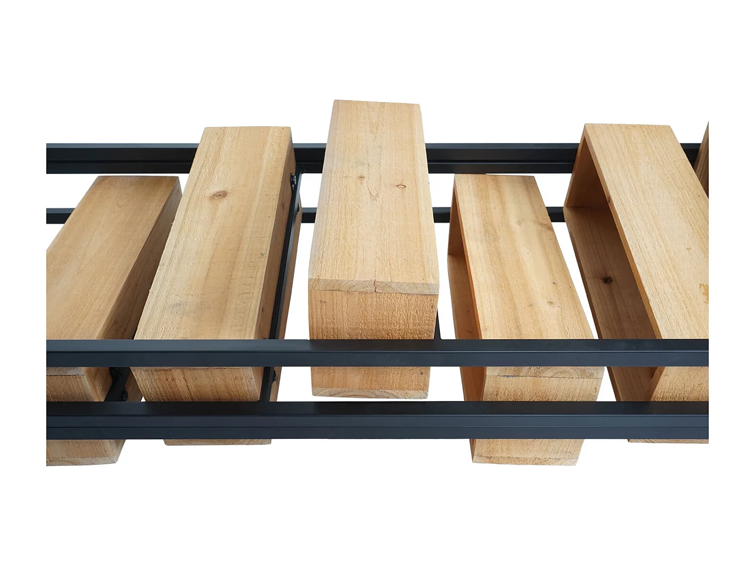 Ruimteverdeler met plantenbak MCW-L32,  frame zwart, natuurlijke kleur