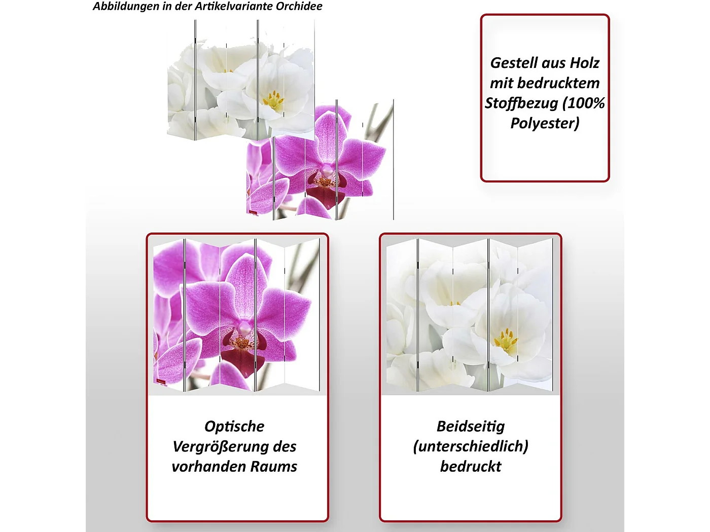 Fotopartition Bagheria,  180x200cm, orchidee