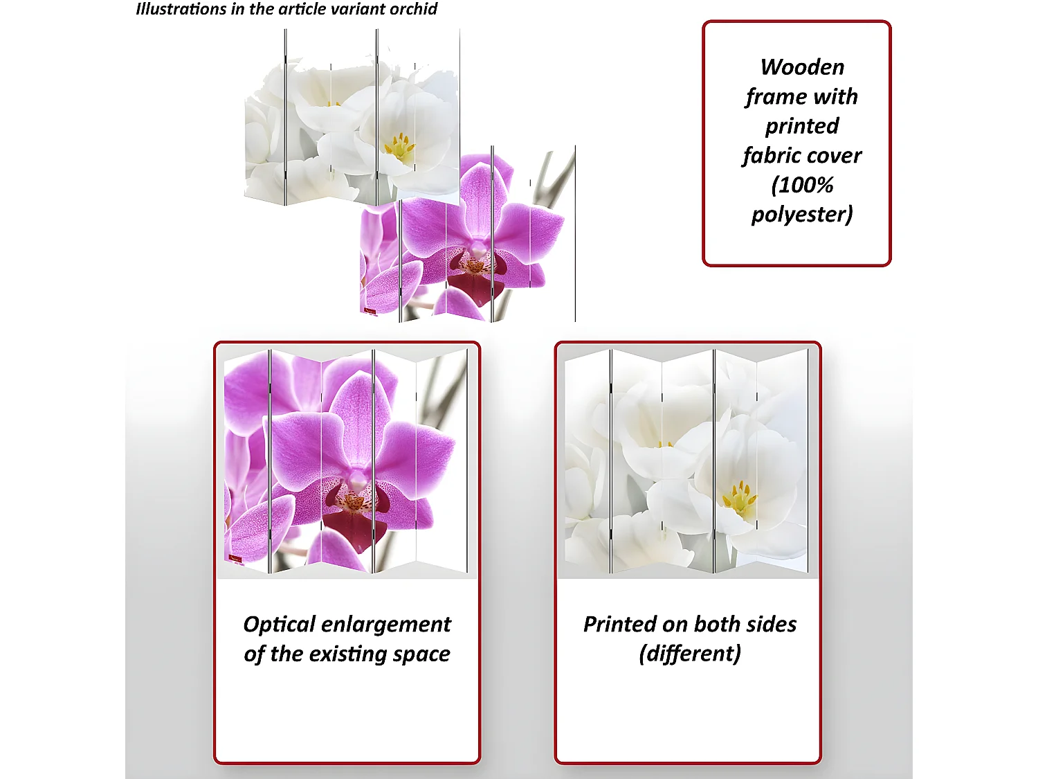 Parawan fotograficzny Bagheria,  180x200cm, orchidea