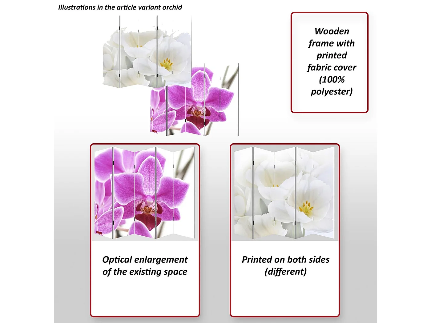 Parawan fotograficzny Bagheria,  180x200cm, orchidea