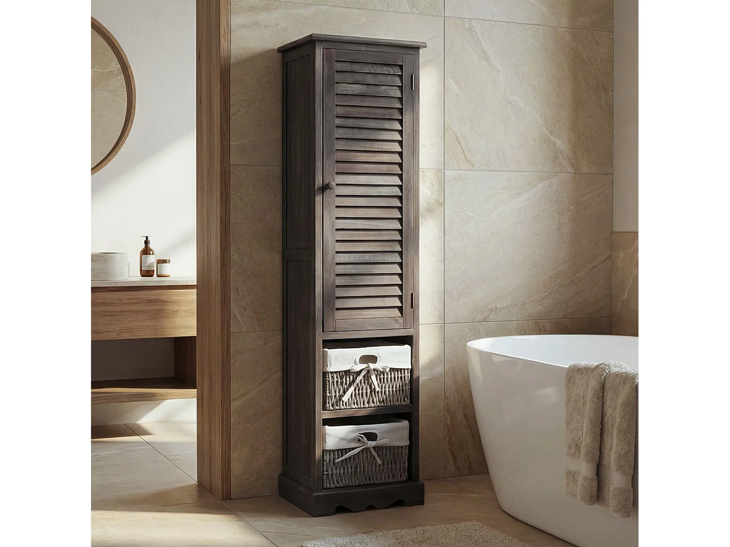 Komoda łazienkowa MCW-H20,  postarzane szaro-brązowe