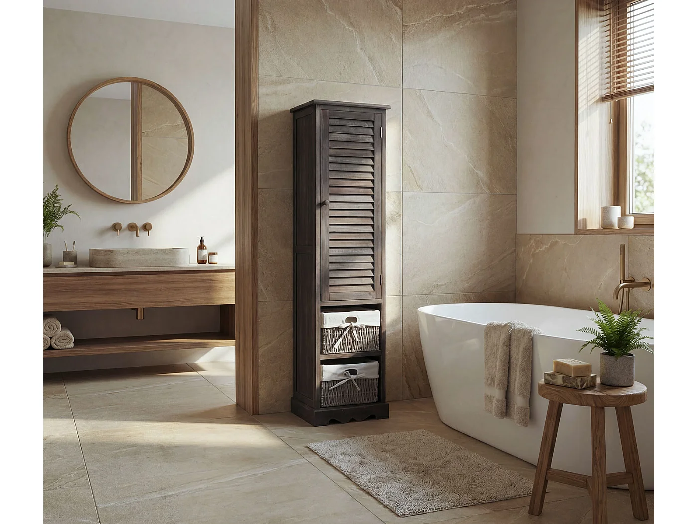 Komoda łazienkowa MCW-H20,  postarzane szaro-brązowe