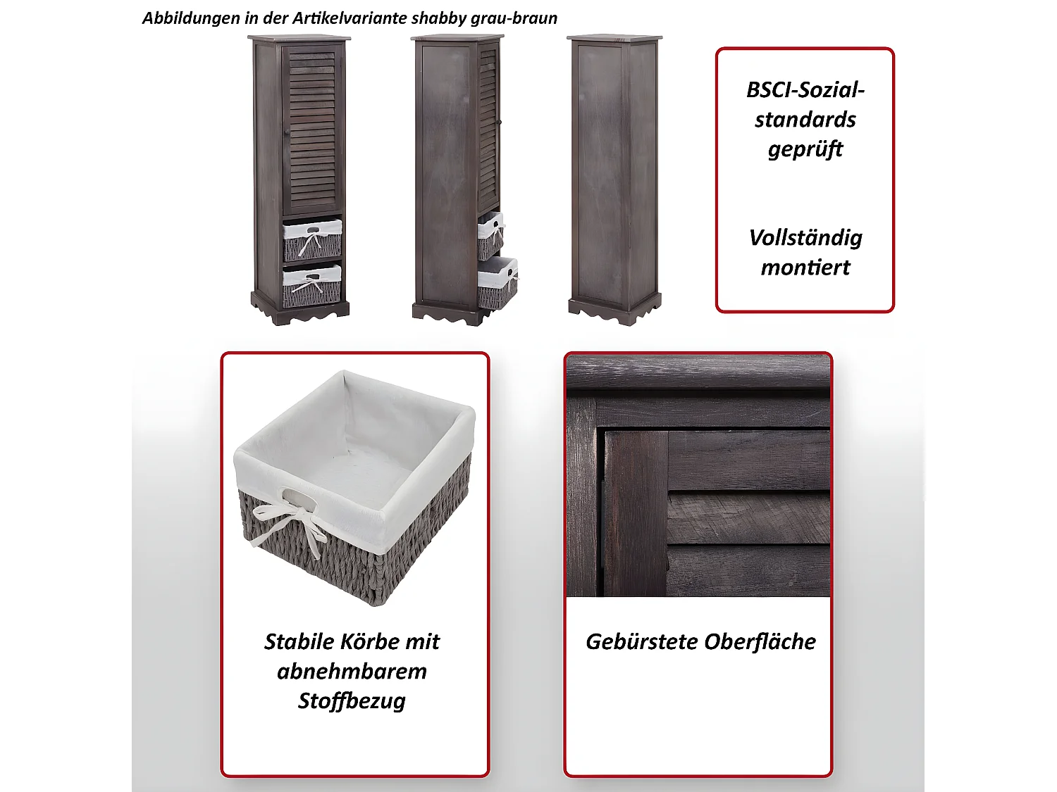 Mueble de baño MCW-H20,  marrón desgastado