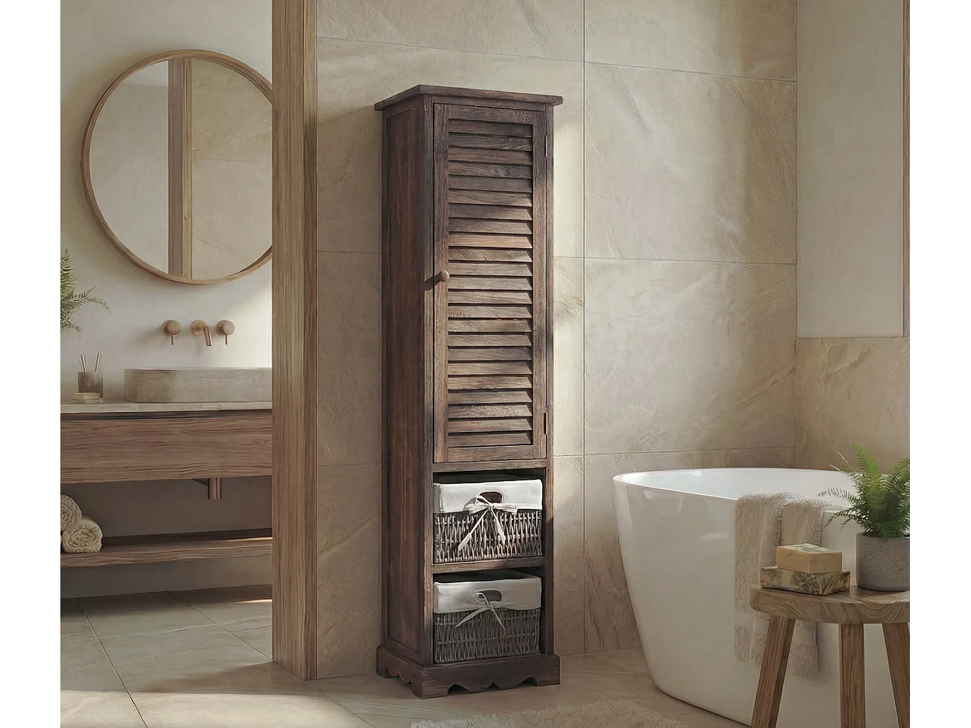 Cómoda de baño MCW-H20,  marrón desgastado