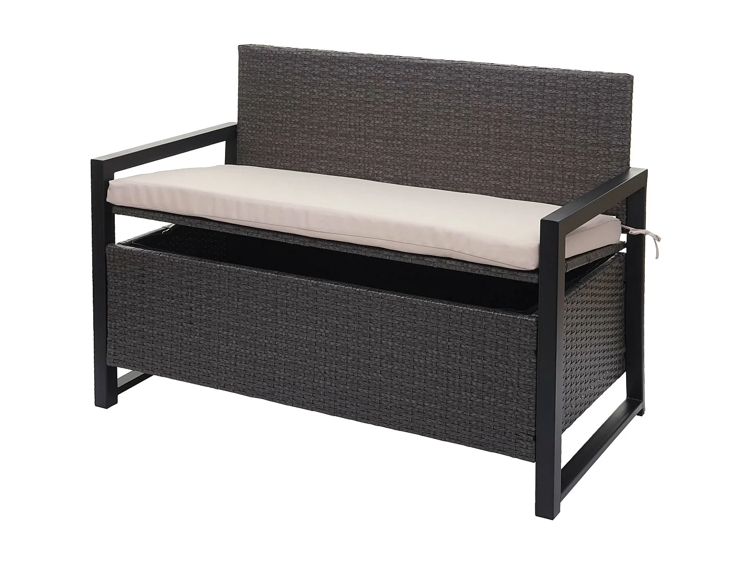 Poly-Rattan 2er Sitzbank MCW-F39, Grau, Kissen beige