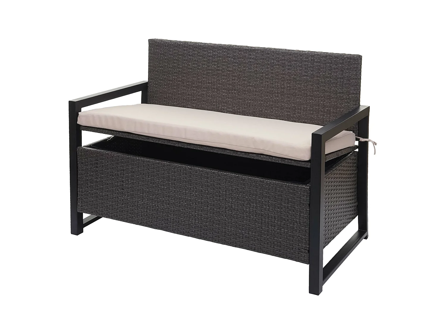 Poly-rattan 2-zitsbank MCW-F39,  grijs, kussens beige
