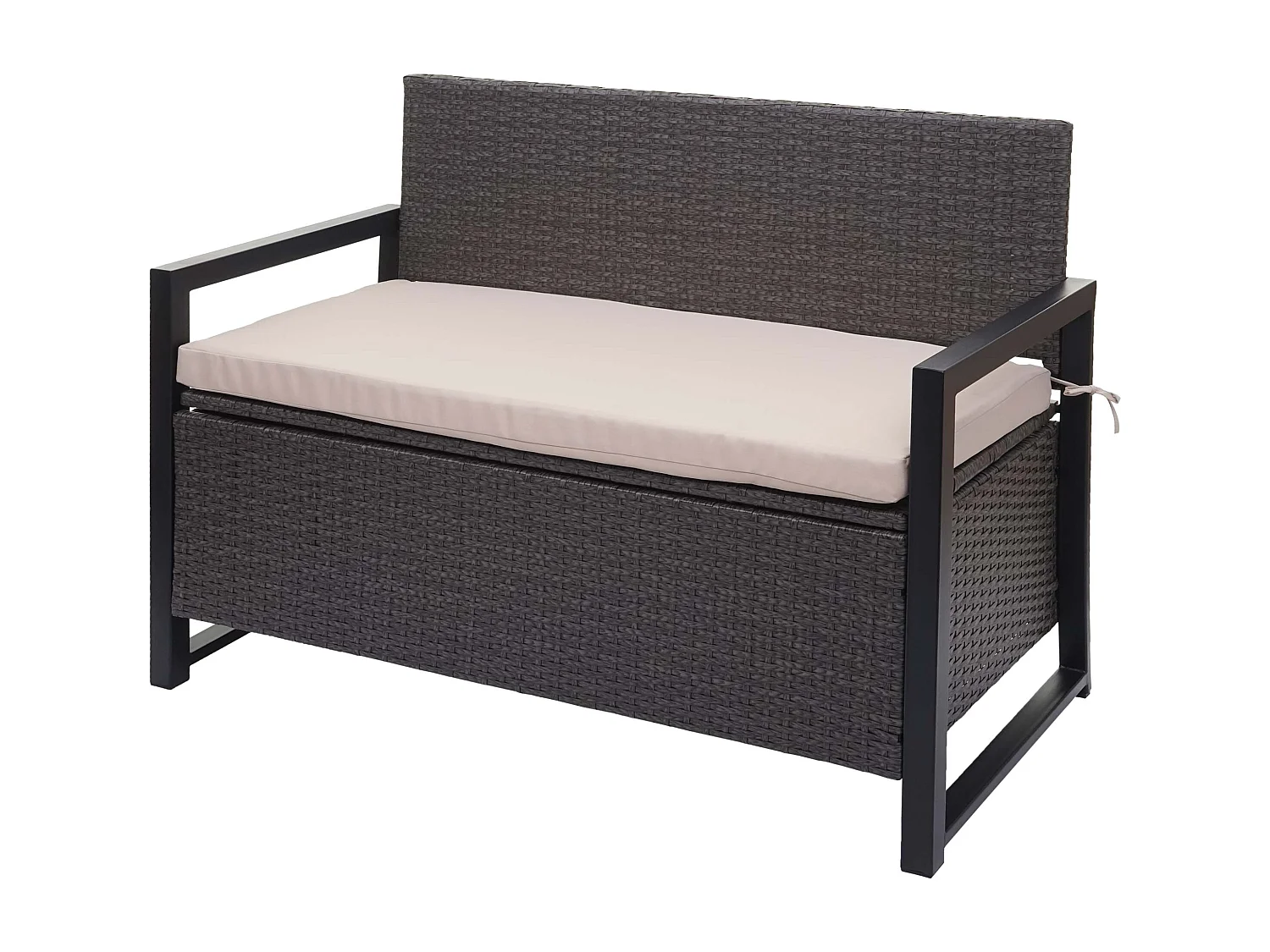Poly-Rattan Banc 2 places MCW-F39,  gris, coussins beige