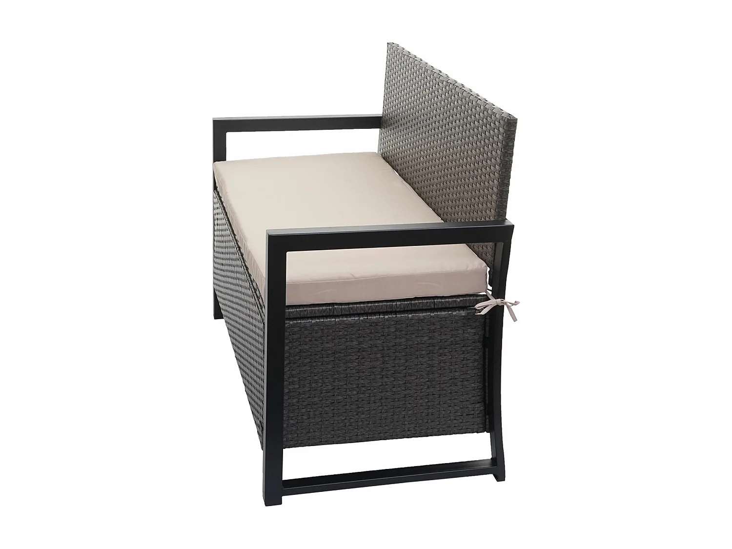 Poly-Rattan Banc 2 places MCW-F39,  gris, coussins beige