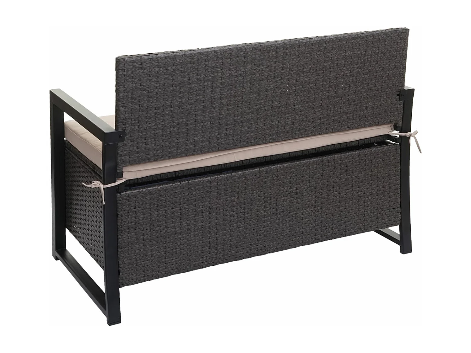 Poly-Rattan Banc 2 places MCW-F39,  gris, coussins beige