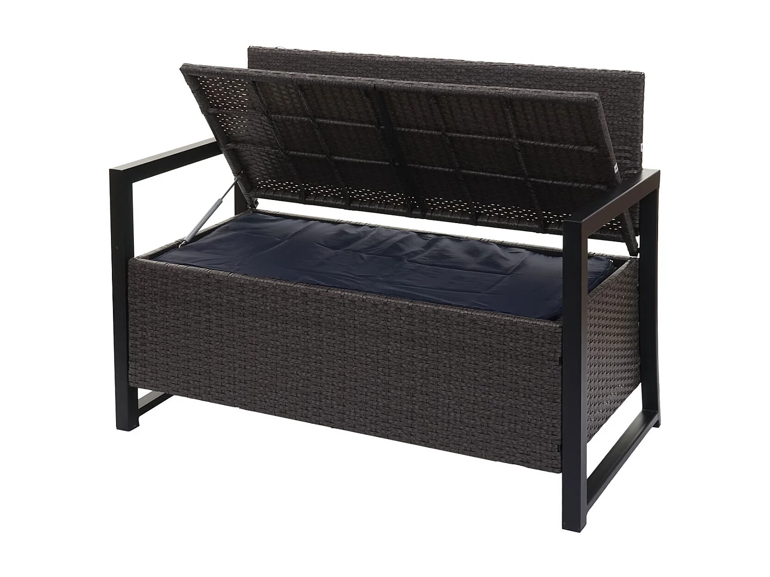 Poly-Rattan Banc 2 places MCW-F39,  gris, coussins beige