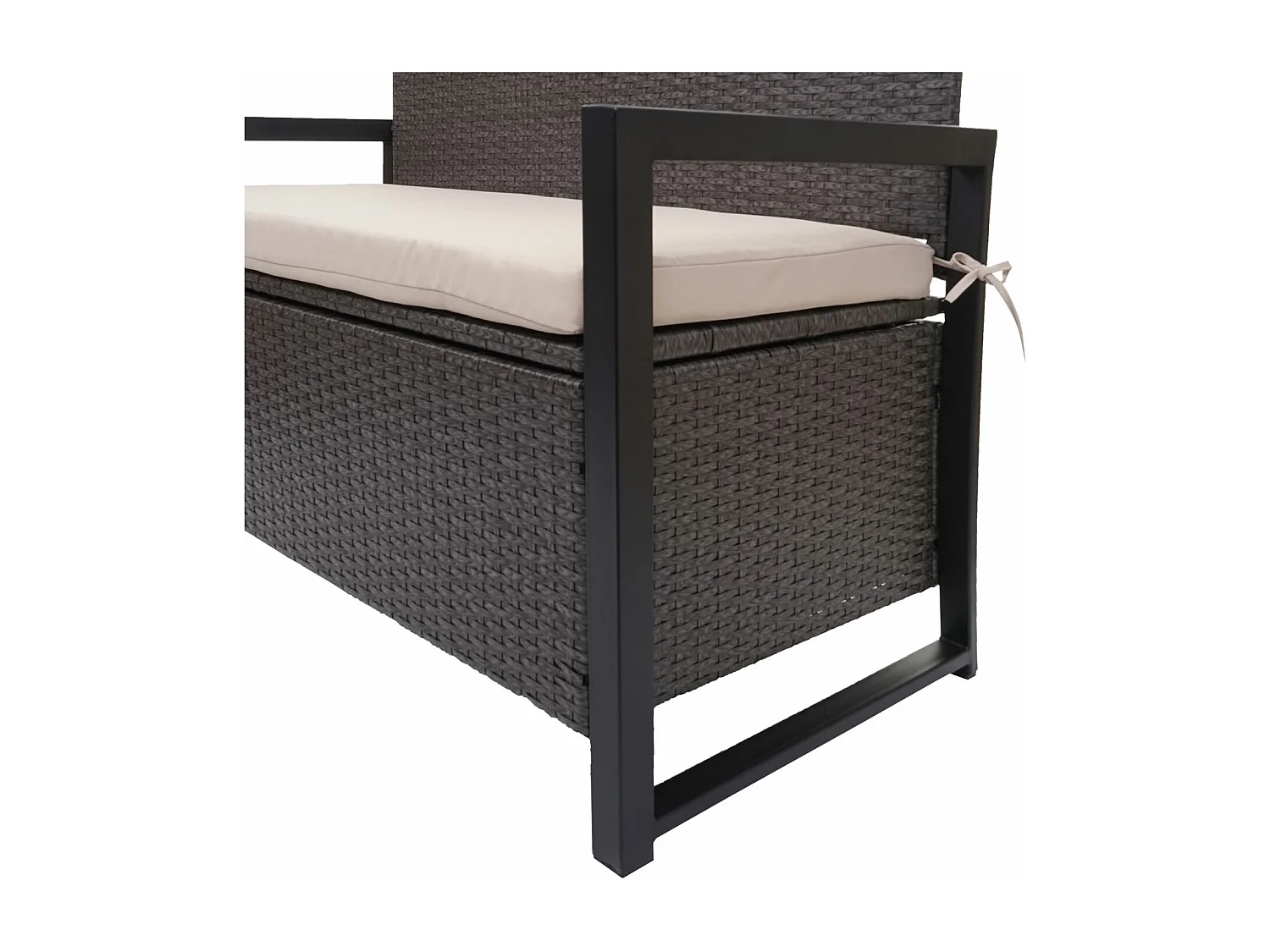 Poly-Rattan Banc 2 places MCW-F39,  gris, coussins beige