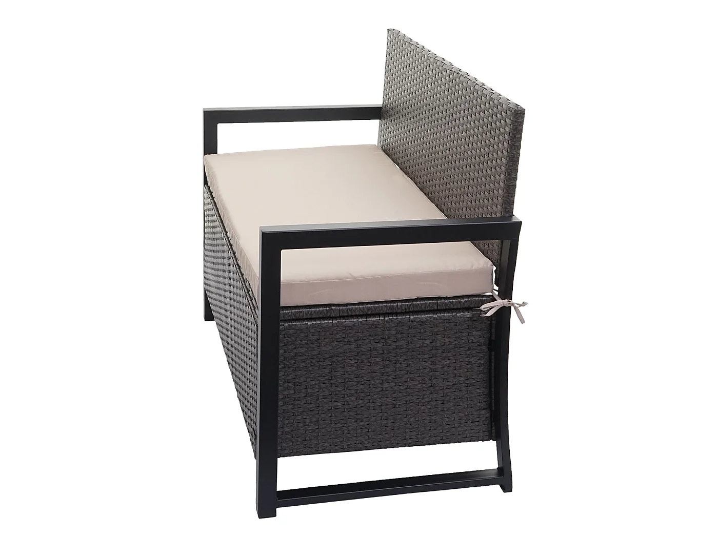 Poly-Rattan Banc 2 places MCW-F39,  gris, coussins beige