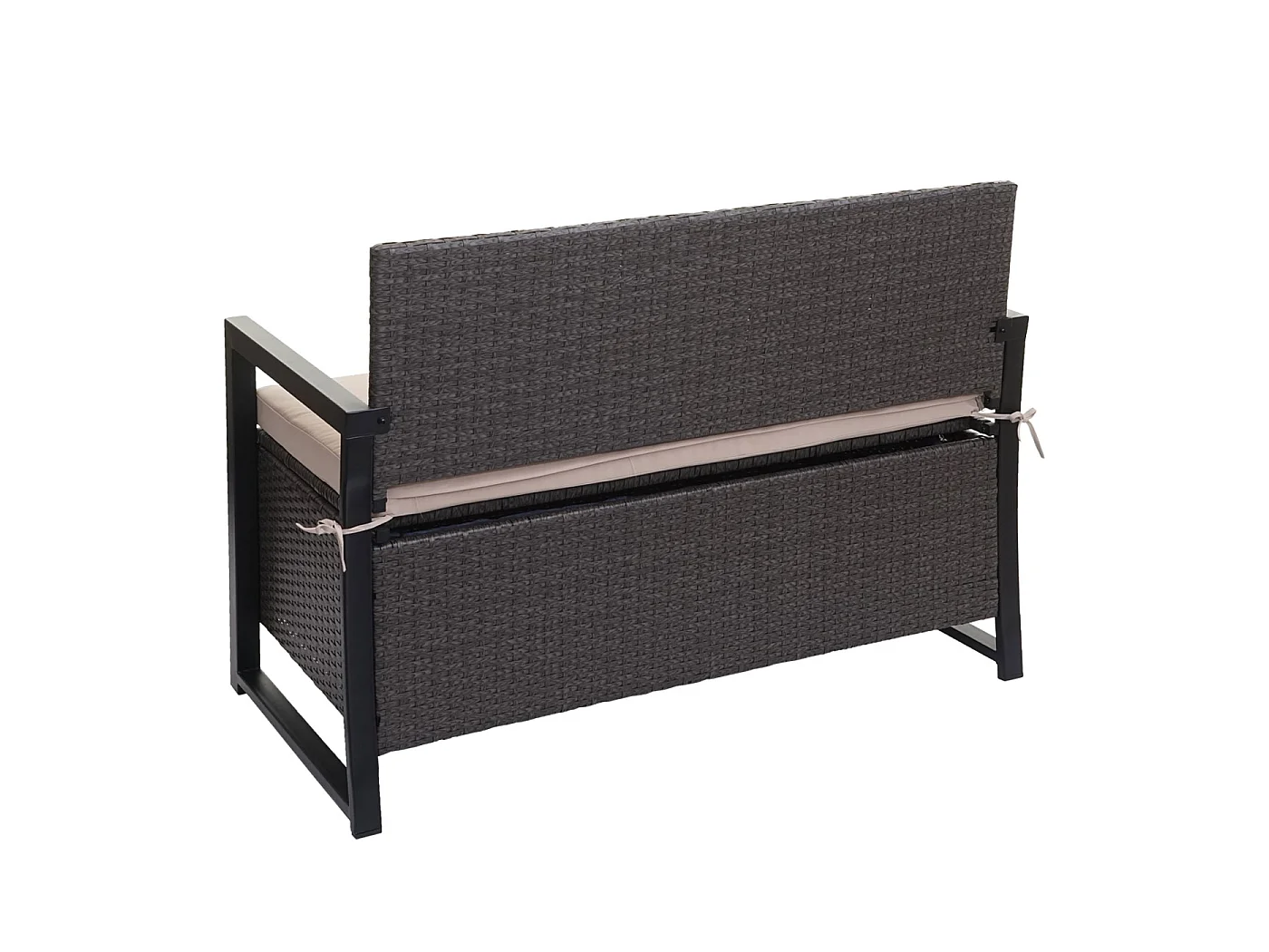 Poly-Rattan Banc 2 places MCW-F39,  gris, coussins beige