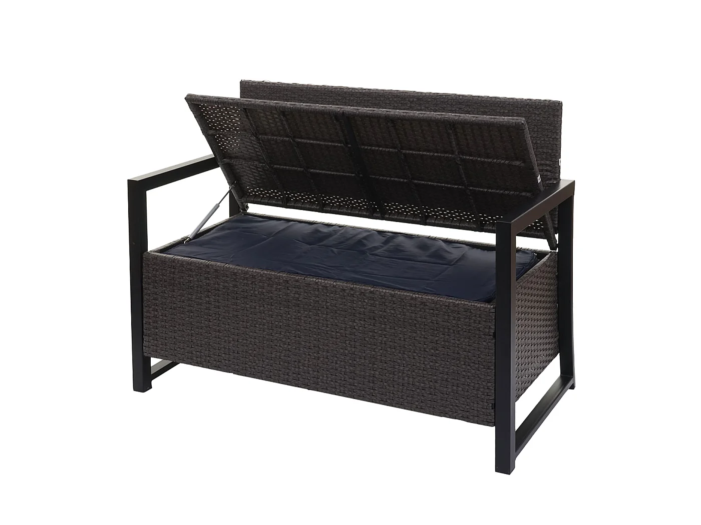 Poly-Rattan Banc 2 places MCW-F39,  gris, coussins beige