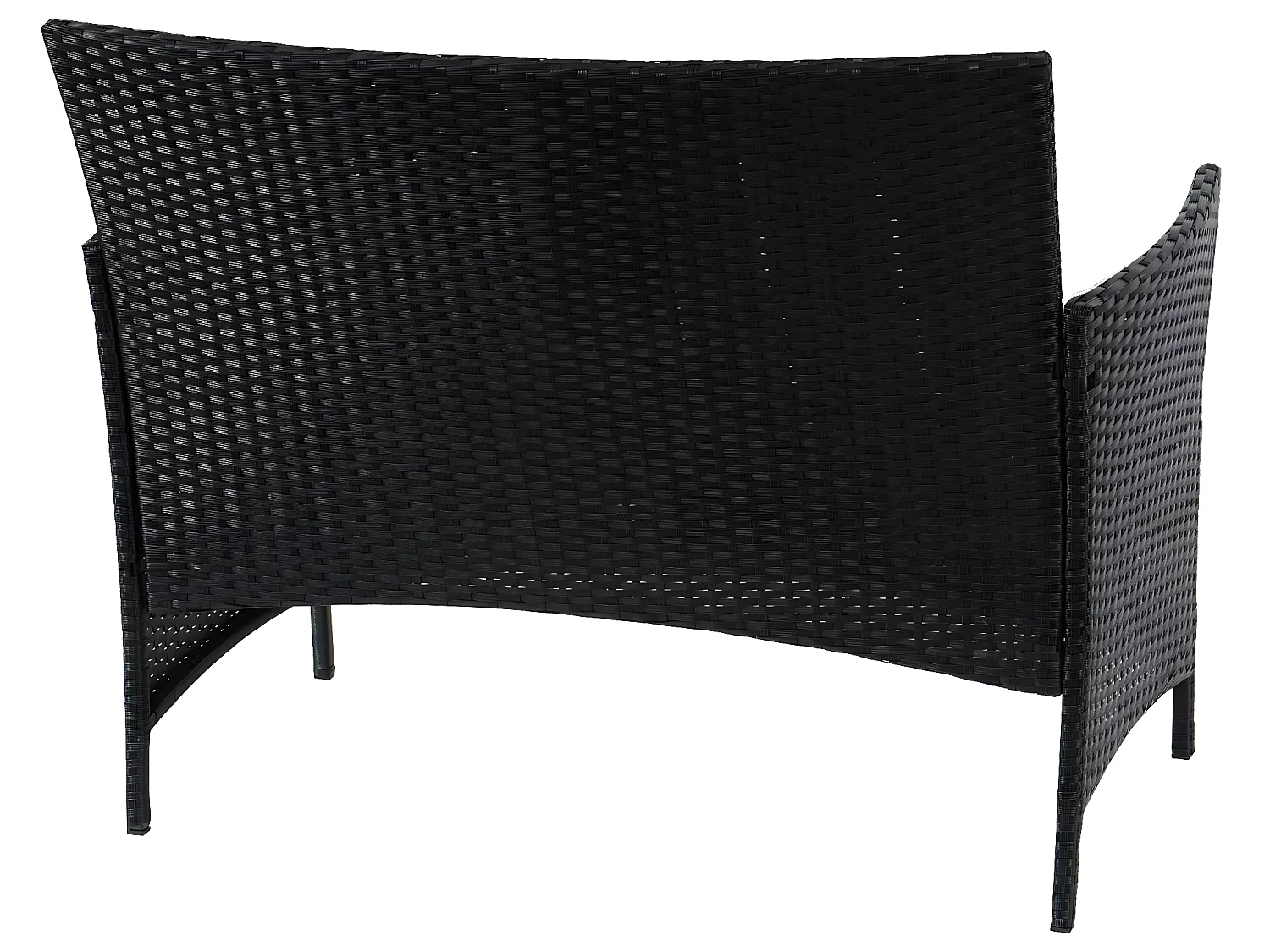 Banc de jardin en poly rotin Hamar,  noir, coussin terre cuite