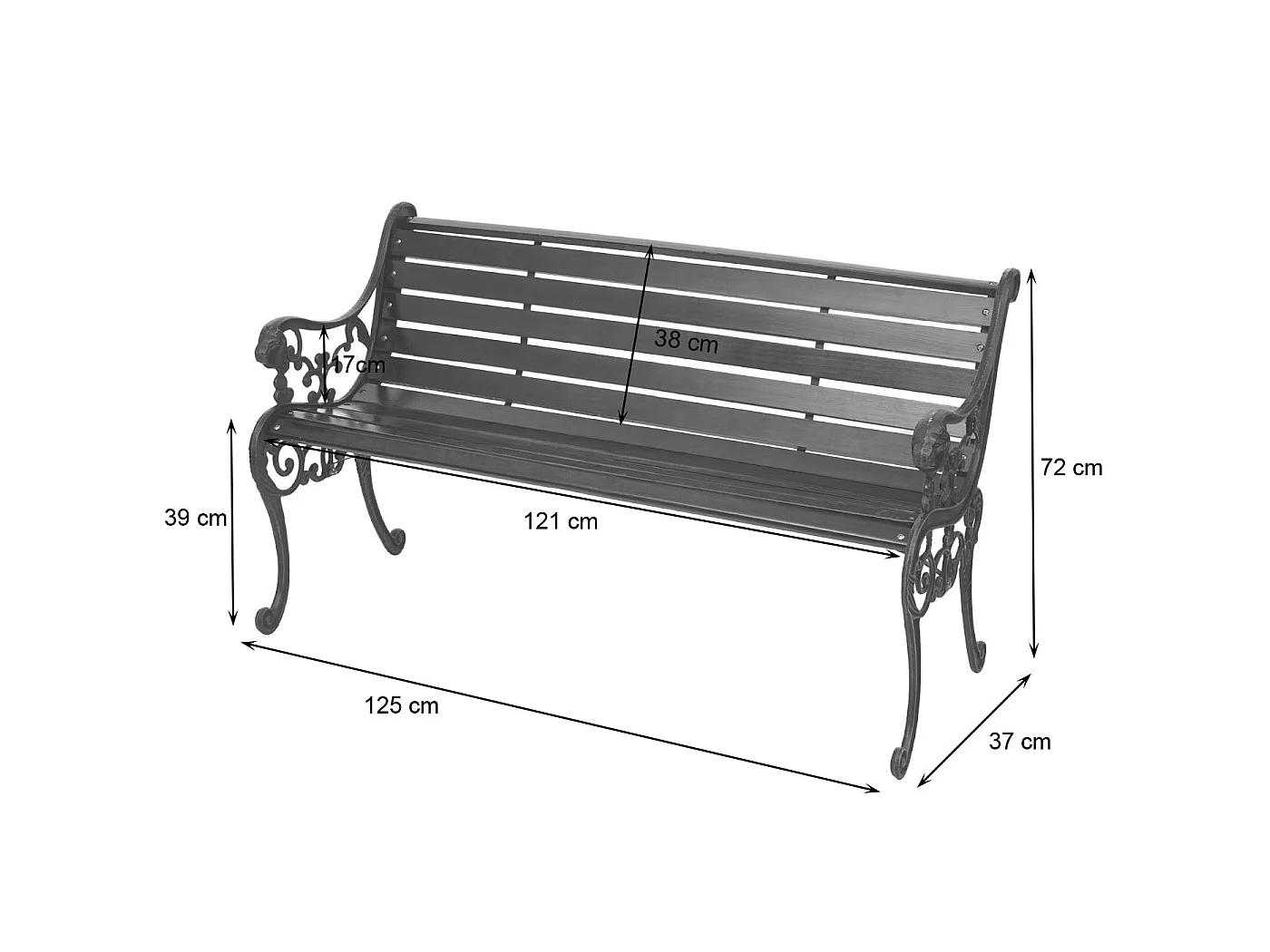 Ławka ogrodowa MCW-F98,  brązowa