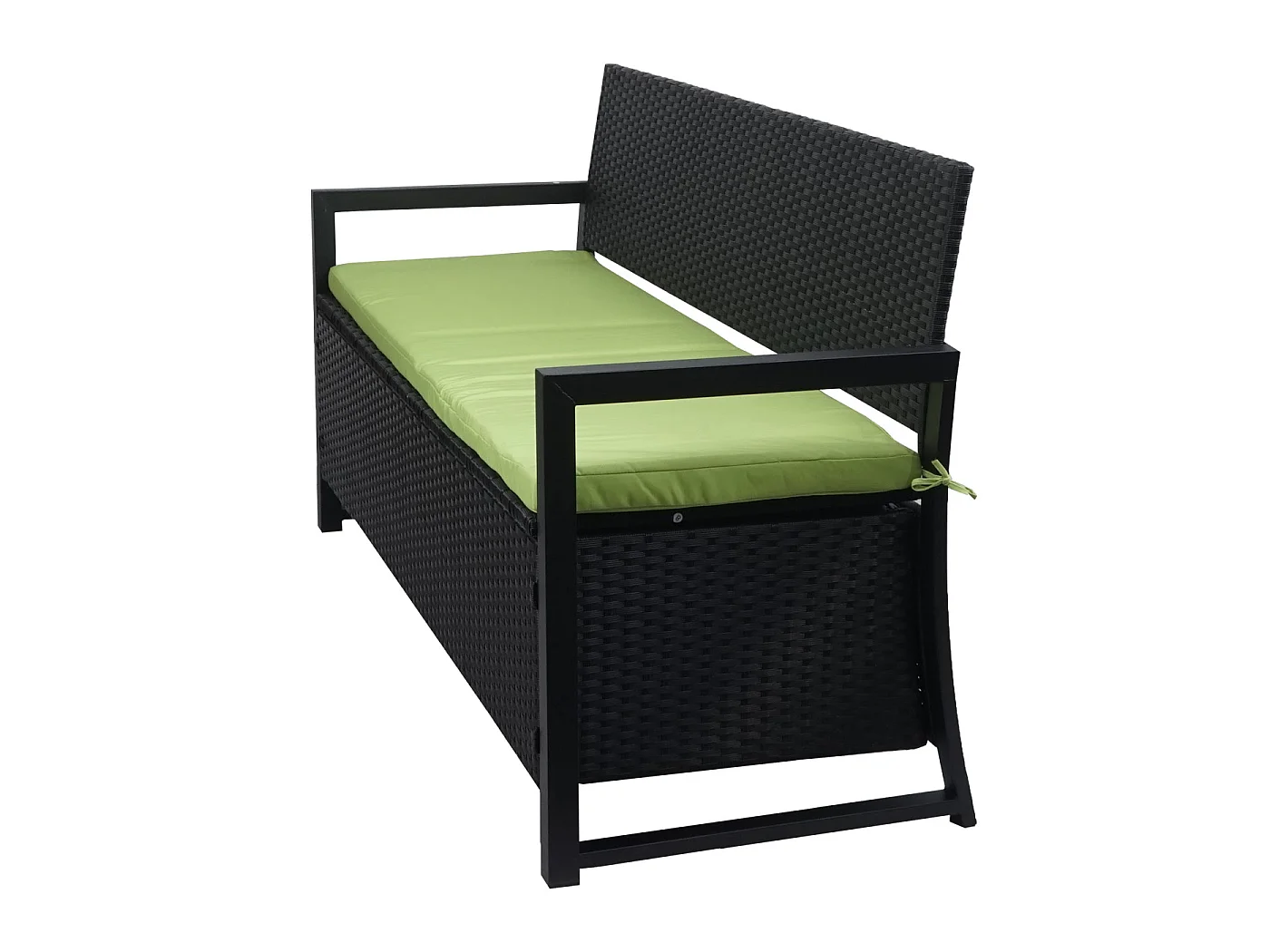 Poly-Rattan Banc 3 places MCW-F39,  anthracite, coussin vert