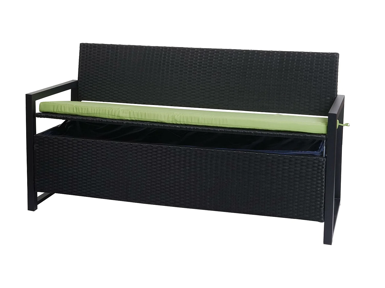 Poly-Rattan Banc 3 places MCW-F39,  anthracite, coussin vert