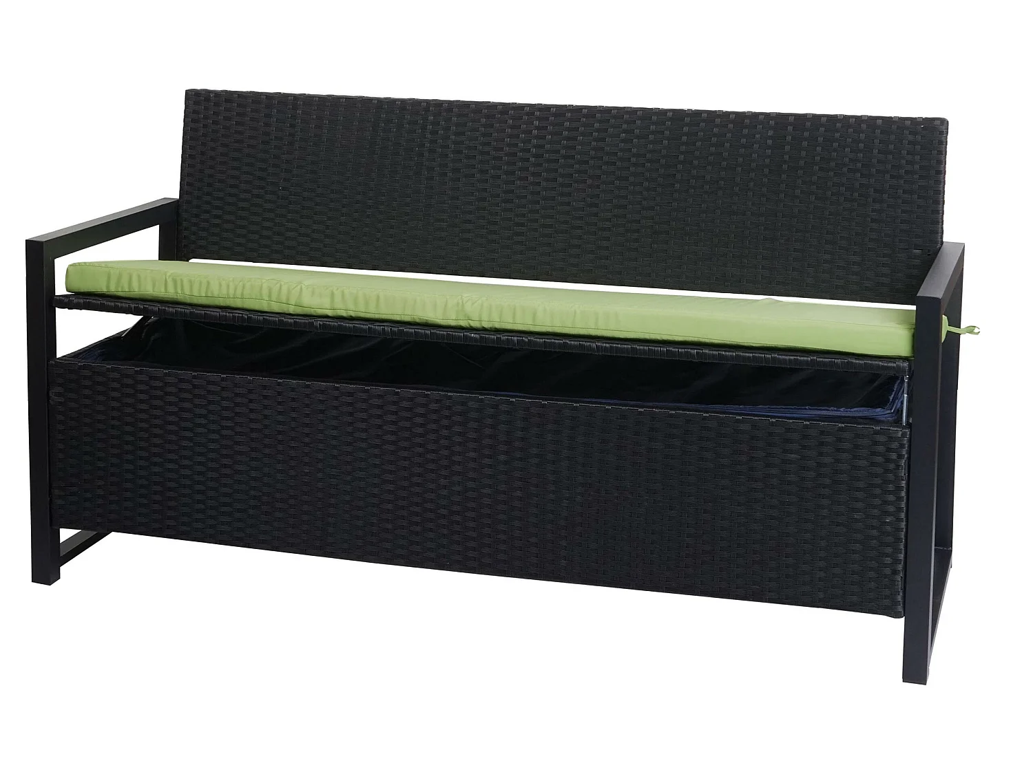 Poly-Rattan 3er Sitzbank MCW-F39, Anthrazit, Kissen grün