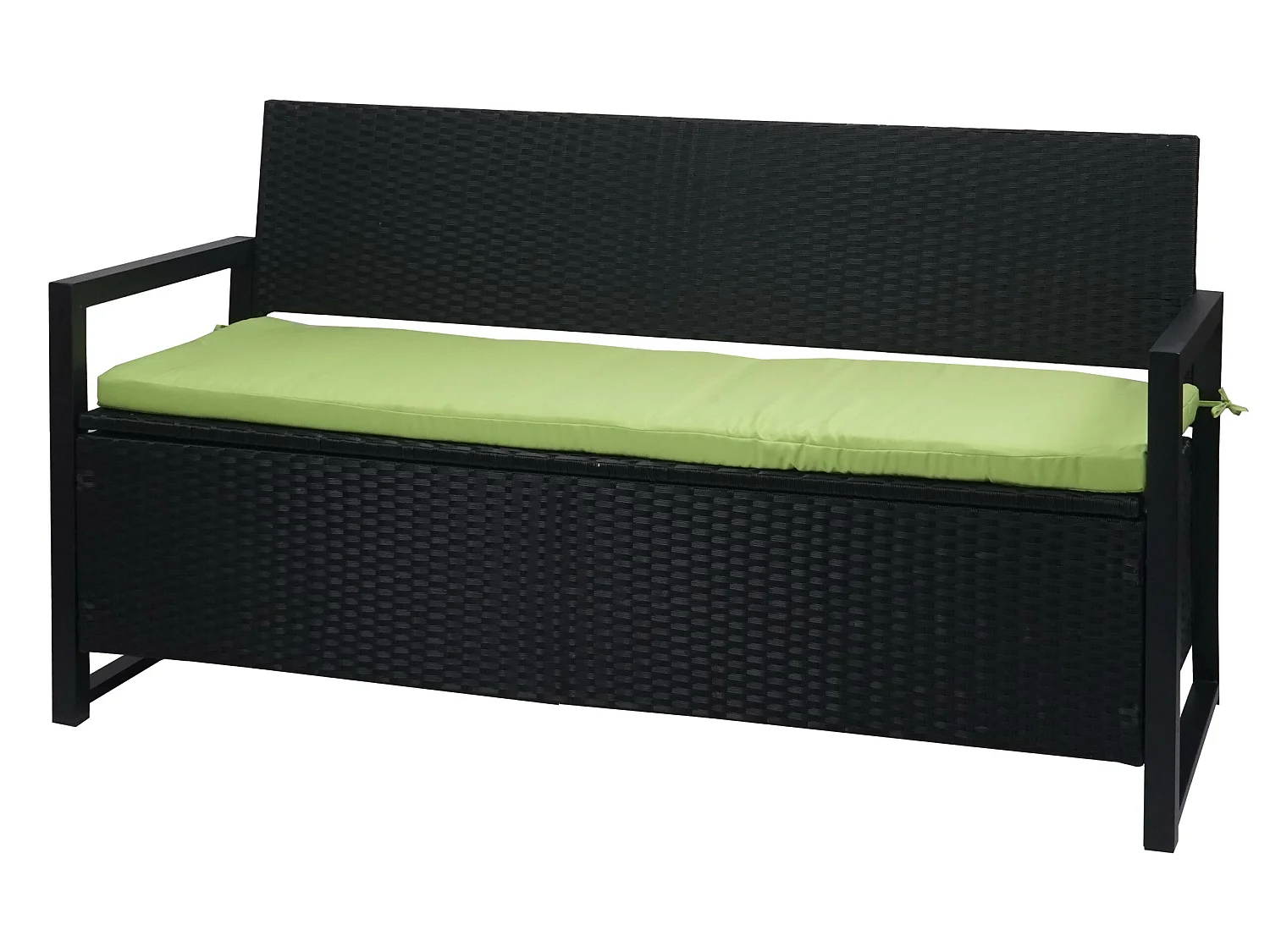 Poly-Rattan 3er Sitzbank MCW-F39, Anthrazit, Kissen grün