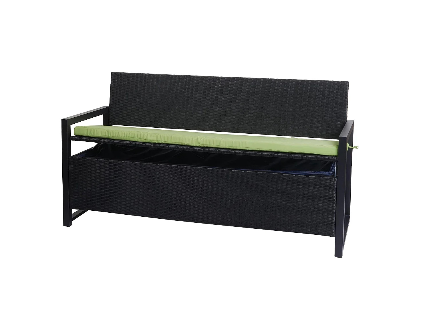 Polyrotan driezitsbank MCW-F39,  antraciet, kussens groen