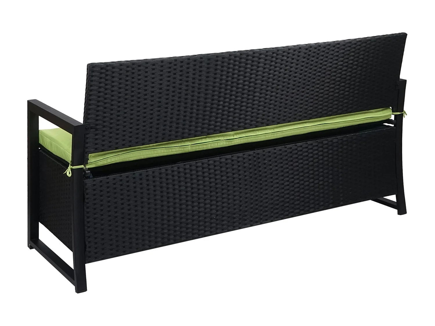 Polyrotan driezitsbank MCW-F39,  antraciet, kussens groen