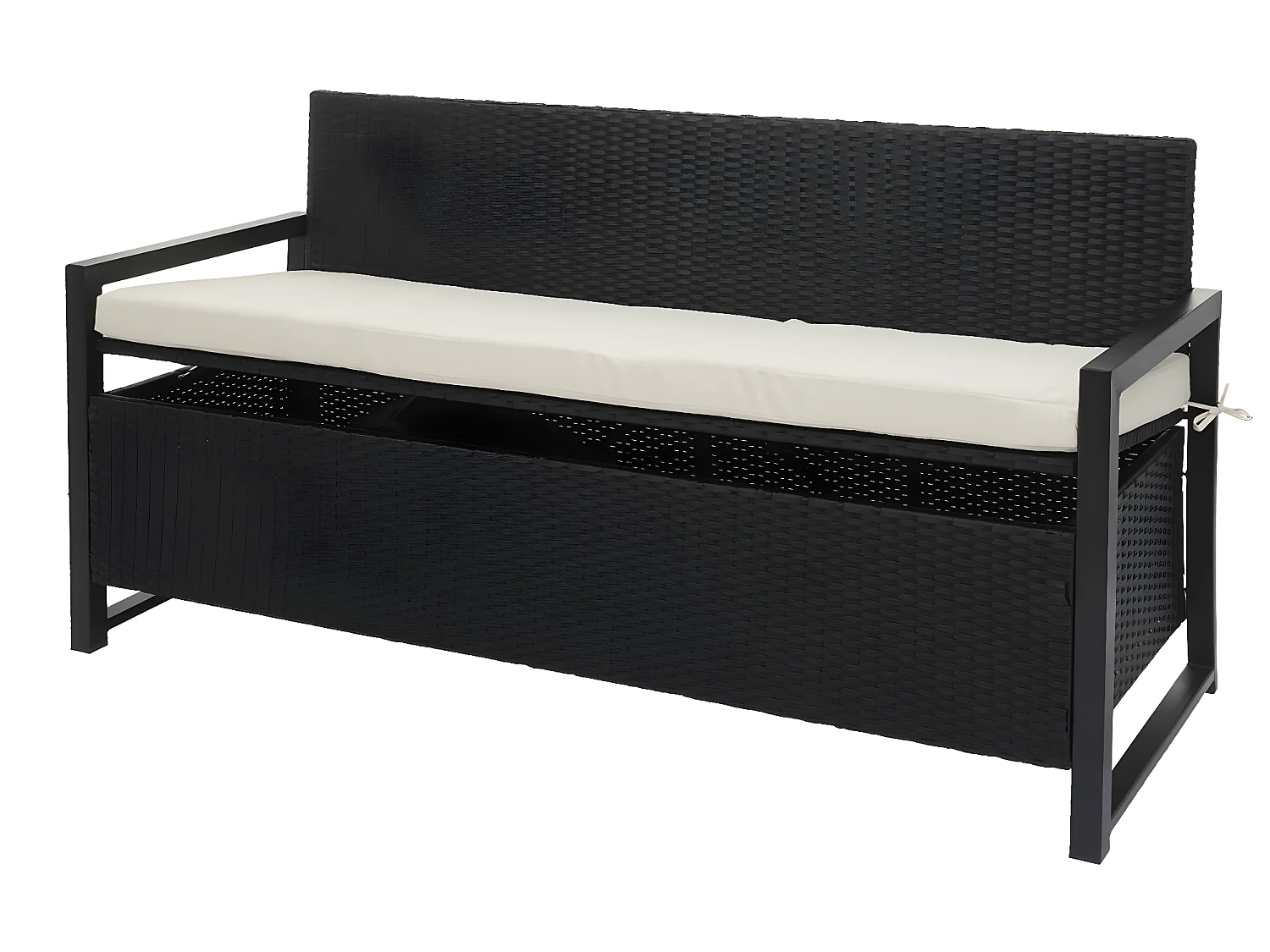 Ławka 3-osobowa z polirattanu MCW-F39,  antracyt, poduszki kremowe